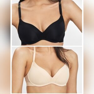 Two (2) Lively No-Wire Push-Up Bra Black & Cream 36A